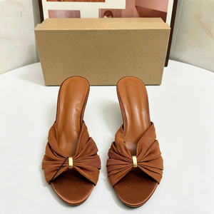 <span class=keywords><strong>Sandali</strong></span> da Donna <span class=keywords><strong>Arancioni</strong></span> con <span class=keywords><strong>Tacco</strong></span> a Rocchetto, Design Elegante con Nodo Intrecciato e Dettaglio Anello Dorato, Comode Ciabatte Estive Slip-on - Product Image 5