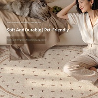 Tapis rond en velours persan, style vintage français, doux, résistant aux taches, facile à nettoyer, pour salon, chambre, décoration intérieure