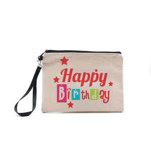 Tùy chỉnh tổng hợp Linen thăng hoa trang điểm Túi mỹ phẩm Túi bút chì túi lanh đồng xu Ví khoảng trống lưu trữ - Product Image 6