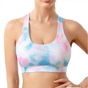 Women's Tie Dye Sports Bra <b>Racerback</b> Neck Medium Support Breathable Spandex Polyester Workout <b>Top</b> - Product Image 1