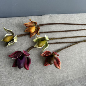 Fleur d'orchidé<span class=keywords><strong>e</strong></span> Phalaenopsis artificielle en PVC, texture artisanale, pour décoration maison, mariage, cadeaux d'affaires, 3 branches, feuilles 'Fei <span class=keywords><strong>Zi</strong></span>' - Product Image 5