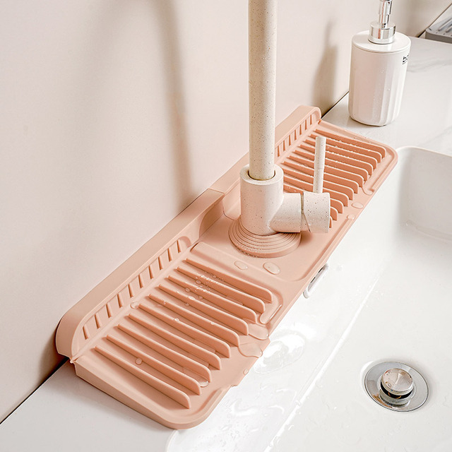 MultiFunction Faucet Draining Mat Button Anti-Leak Faucet Guard and Draining Mat Non-Slip Silicone Faucet Mat for Kitchen Sink