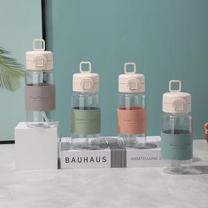 Bouteille d'eau portable en plastique anti-fuite de 16 oz avec paille, antidérapante, pour bureau, école, voiture, maison, étui pour eau bouillante, 100 % potable - Product Image 3