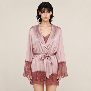 Femme Bamboo Spa Robe Lace Knitted Modal Bamboo Cotton Custom Women's <b>Bridal</b> Robe Set Pajamas Robe Manufacturer - Product Image 1