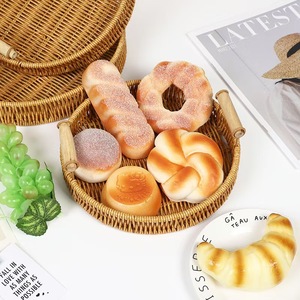 Rattan Bread Basket Round With Handles Storage Basket For <b>Kitchen</b> Food Container - Product Image 1