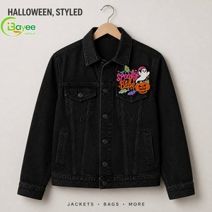 Parche Bordado de Chenilla con Lentejuelas y Purpurina, Diseño de Lazo Espeluznante de Halloween, Grande, Personalizado, al por Mayor, Termoadhesivo para Ropa - Product Image 3