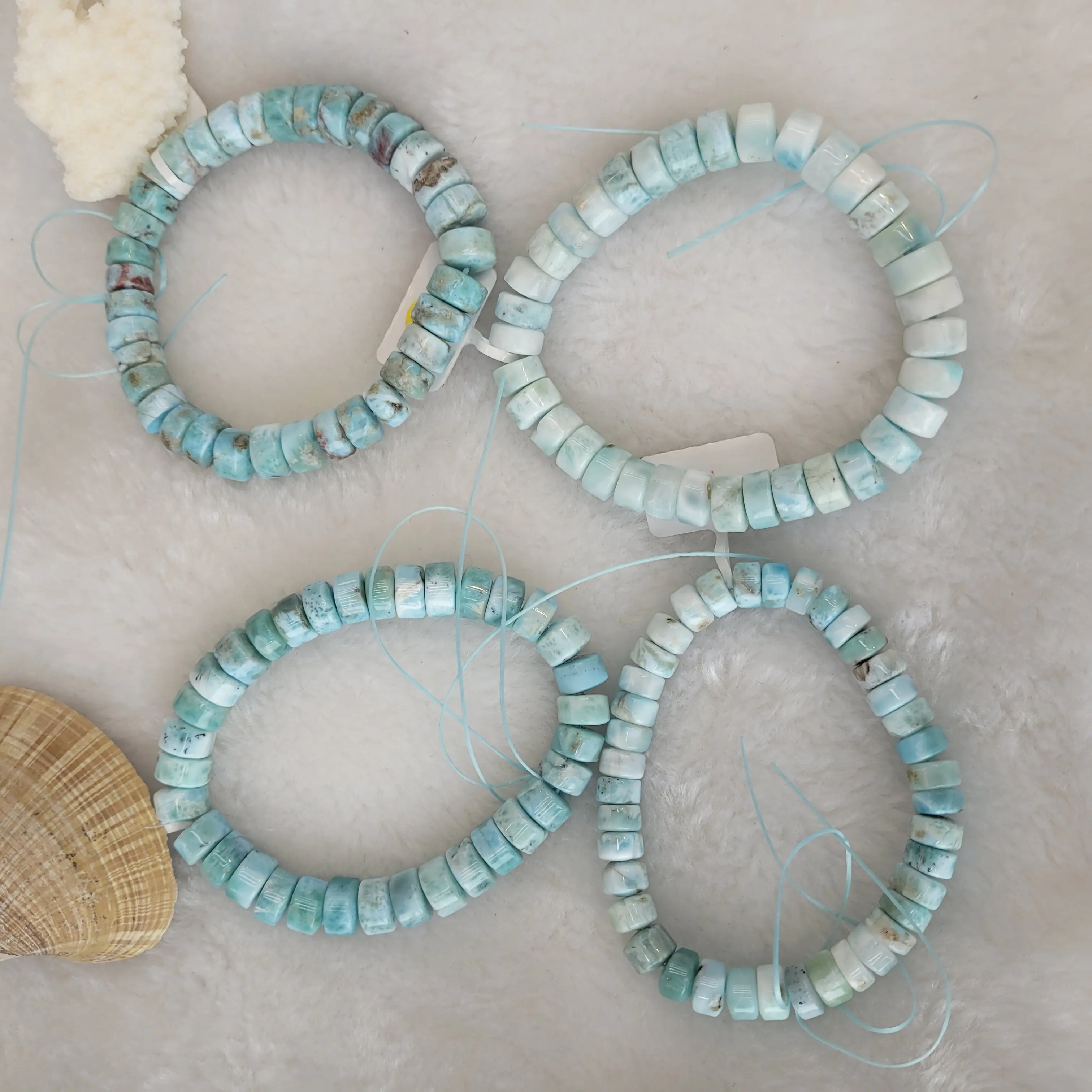 Pulsera de Larimar Natural, piedras preciosas con cuentas, cristales azules, joyería para mujer, piedra natal, piedras de Chakra energéticas