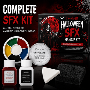 Kit de maquillage SFX complet OEM avec cire à cicatrices, <span class=keywords><strong>latex</strong></span> <span class=keywords><strong>liquide</strong></span>, <span class=keywords><strong>faux</strong></span> <span class=keywords><strong>sang</strong></span>, palette 6 couleurs pour des effets réalistes en cosplay <span class=keywords><strong>et</strong></span> pour Halloween - Product Image 2