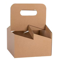 Support de tasses en carton kraft personnalisé avec logo, 4 emplacements, avec poignée, pour café à emporter, vente en gros OEM