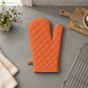 Gant de four matelassé en lin de qualité supérieure, couleur terre cuite unie – Gant de cuisine résistant à la chaleur pour la cuisson et la pâtisserie - Product Image 3