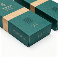 Ensemble d'articles de toilette jetables de luxe vert foncé pour hôtel, kit de produits de toilette haut de gamme avec pantoufles bleu denim