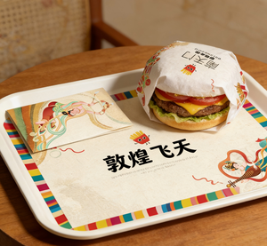 Papier alimentaire écologique en PE de taille personnalisée, motif culturel chinois, recyclable, pour pizza, burger, frites, sandwich - Product Image 2