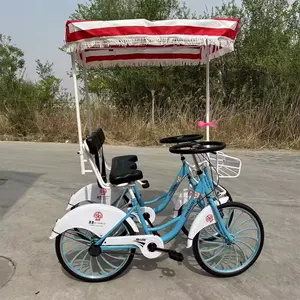 파크 해변 자전거 대여 패션 가족 4 륜 페달 자전거 성인 페달 자동차 커플 재미 서리 자전거 탠덤 자전거 판매