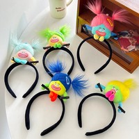YAMEGA Ikat Rambut Boneka Bulu Karang Lucu Wanita Hoop Kartun Anak Perempuan Mewah 14CM Ikat Kepala Hiasan Kepala Pesta Cosplay Ornamen Rambut