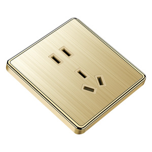 แผงเต้ารับไฟฟ้าติดผนังแบบ 86 ของ International Electric 5 ช่อง พร้อมพอร์ต USB วัสดุทองเหลือง มาตรฐานการต่อสายดิน สำหรับใช้ในบ้าน - Product Image 3