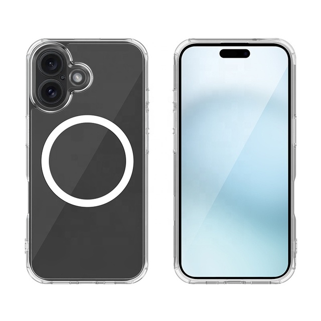 Bayer Material Anti-Yellowing TPU+PC High-Transparency Magnetic Anti-Fall Clear Case for iPhone 16 Premium Mobile Phone