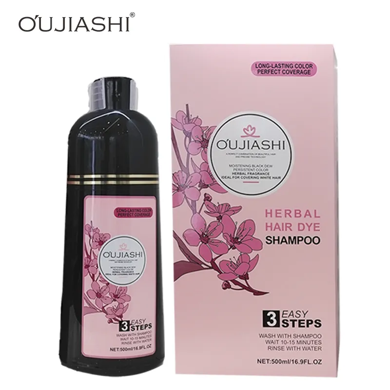 OUJIASHI çin siyah boyalı saçlar için şampuan kadınlar erkekler için 3 In 1 siyah saç boyası şampuanı
