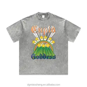 Custom Printing Logo 100% Cotton High Quality Heavyweight Casual New Vintage Acid Wash Make Distressed Printed T-shirt For Men