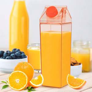 High Quality BPA Free Square Sports Water Bottle Plastic <b>Clear</b> Milk <b>Box</b> Bottle - Product Image 5