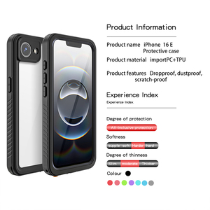 เคสโทรศัพท์360กันน้ำทนทานเต็มตัวสำหรับ IP68แฟชั่นเคสโทรศัพท์ TPU แบบบางสำหรับ <span class=keywords><strong>iPhone</strong></span> 16E 16 15 PRO MAX - Product Image 4