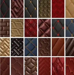 Waterproof Quilted Embroidered Car Interior Upholstery Synthetic Leather Material For Car Seat