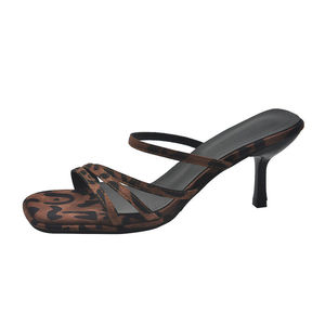 Mules compensées à <span class=keywords><strong>talon</strong></span> ultra haut pour femme Tracy, imprimé léopard, bout carré, à enfiler, dessus en cuir microfibre, doublure intérieure en PU souple, collection Printemps - Product Image 3