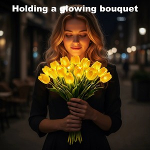 <span class=keywords><strong>Tulipani</strong></span> con Luce LED Fiori Artificiali di Tulipano Lampada da Tavolo Bouquet di <span class=keywords><strong>Tulipani</strong></span> Simulati Luce Notturna Regalo per Decorazione Casa - Product Image 2