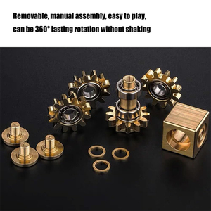 Pure Brass Cube Gears Linkage Anti-Anxiety Fidget <strong>Spinner</strong> Toy Metal DIY Meditation Break Bad Habits ADHD Finger Spinning Toy - Product Image 2