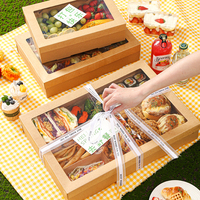 Boîte d'emballage en carton kraft grand format de qualité alimentaire, écologique, pour gâteaux, pâtisseries, biscuits, desserts, avec fenêtre, idéale pour les pique-niques