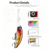 Leurre Artificiel Dur - Minnow à Queue Longue pour Plongée Profonde/Peu Profonde, Système de Lancer Longue Portée avec Bille en Acier pour la Pêche au Leurre - Matériel de Gros