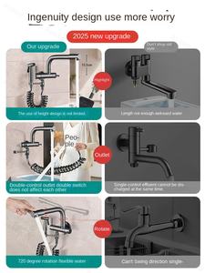 दो-दो-आउट लंबा नल 304 स्टेनलेस स्टील स्प्रे बंदूक पर्यावरण के अनुकूल दीवार-घुड़सवार आधुनिक डिजाइन आउटडोर - Product Image 3