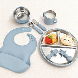 Safe BPA Free Silicone Baby Feeding Set with Stainless Steel Bowl Ideal for Weaning <b>Toddlers</b> - Product Image 5