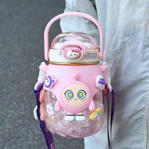 ขวดน้ำเด็ก Egg Party Tritan ขนาด 500 มล. พร้อมหลอดและหูหิ้ว ลายการ์ตูน สำหรับฤดูร้อน ใช้สำหรับกลับไปโรงเรียน - Product Image 3