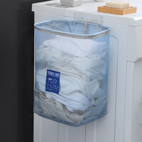 Panier à linge mural en maille, pliable, grande capacité, anti-poussière, pour salle de bain