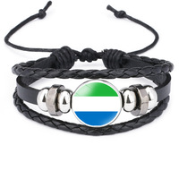 Bracelet tressé personnalisé avec le drapeau national du Sénégal, en fil ciré, réglable avec cordon, souvenir culturel ouest-africain, cadeau pour les fans