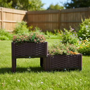 Set di 2 Fioriere Rialzate in Plastica per Giardino, per Piante, Verdure e Fiori, Uso Interno ed Esterno, Design Autoportante Durevole - Product Image 2