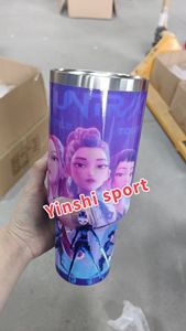 Niet Moq Aangepaste Anime Huntrix <span class=keywords><strong>K</strong></span> Pop Heksenjacht Team Kpop Demonenjagers Met Deksel Stro Gloed In De Donkere Theromos 20Oz 40Oz - Product Image 6