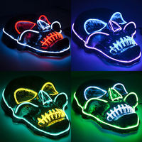 Masque LED néon Halloween, tête de fantôme d'horreur, pour hommes et femmes, accessoire de fête amusant, lumineux, qui brille dans le noir, pour cosplay de squelette