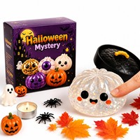 Boîte mystère Halloween Squishy : Citrouille, Fantôme, Œil, Maltose, Jouet à presser à rebond lent, Boulette vapeur, Anti-stress Fidget