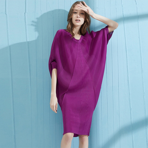 Elegante vestido nuevo corta una línea elegante Casual verano Maxi Online casuales plisado vestido de ropa - Product Image 5