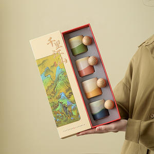 Verbotene Stadt Kulturelles Kreativ-Keramik-Porzellan Tausend Meilen Flüsse und Berge 70ml Teetasse Geschenkbox-Set Party-Souvenir - Product Image 1
