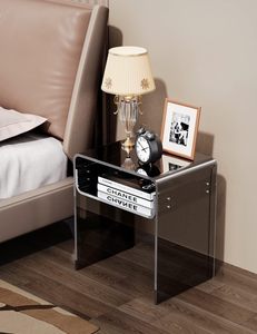 Tavolino da Caffè OEM in Acrilico Trasparente a Forma di U, Comodino Moderno Arancione con Vano Portaoggetti per Soggiorno e Appartamento - Product Image 3