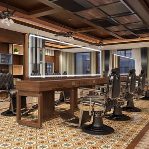 Cao cấp người đàn ông của tiệm hớt tóc ghế dầu đầu ghế cạo tóc salon tóc cắt ghế kim loại sắt có thể được đưa vào Retro - Product Image 3