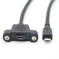 Câble d'extension de données et de charge Micro USB mâle vers Micro USB femelle à montage sur panneau avec vis de verrouillage