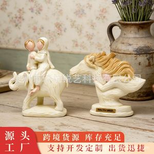 Modern Children Horse And <b>Elephant</b> Resin Craft Figurine Home Decoration Artistic Cartoon Style Tabletop Ornament - Product Image 1