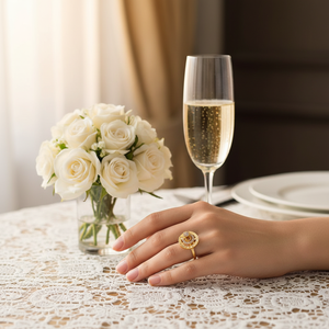 Bague de mode plaquée or avec pierre autrichienne, bijou élégant et raffiné pour femme, idéale pour les mariages et les occasions festives. - Product Image 3