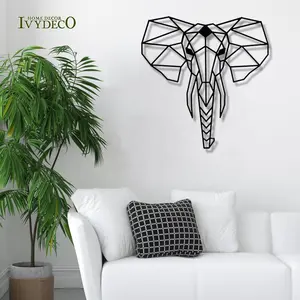 IVYDECOクリエイティブDIYホームリビングルームの装飾レーザーカットソファの背景幾何学的な象の頭の金属の壁の装飾