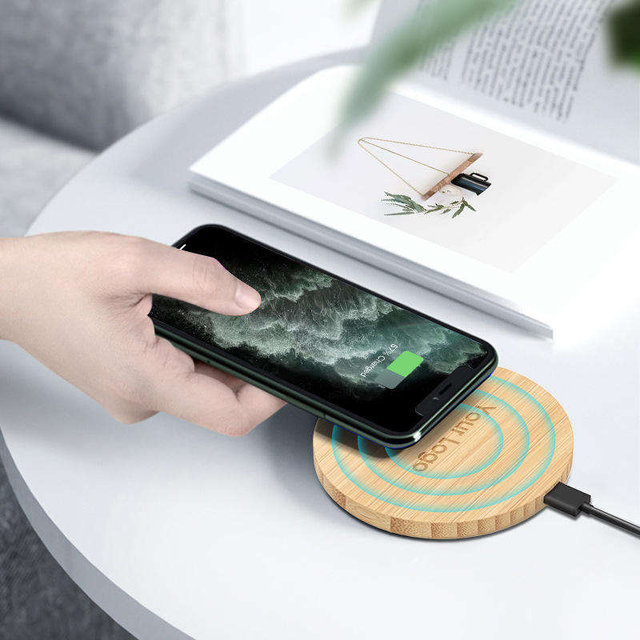 5W 15W 10W Chargeur Carregador Cargadores Charger Wood Wireless Smartphone Charging Pad Fast Charger Wireless Phone Charger