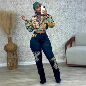 G0722 <span class=keywords><strong>Chaqueta</strong></span> Corta de <span class=keywords><strong>Mujer</strong></span> con Estampado Floral Jacquard, Cuello Cuadrado y Manga Larga, Nueva Colección Primavera 2026, Gran Venta - Product Image 5