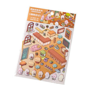 3 unids/pack 2.5D paisaje pegatinas deliciosa <span class=keywords><strong>calle</strong></span> esquina serie Linda pequeña casa Diy escena decoración Material pegatinas - Product Image 5